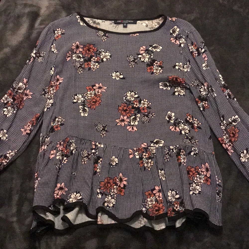 Black and White Print with Flowers Cami
